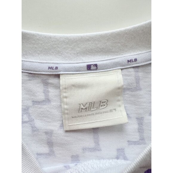 NWOT MLB LA DODGERS White Purple Monogram Logo Cotton Crew Neck T-Shirt, Size XS - Picture 10 of 13